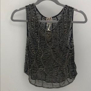 Haute Hippie Beaded Diamond Tank XS